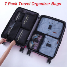 Travel Packing Cubes Set Black 7-Piece Lightweight