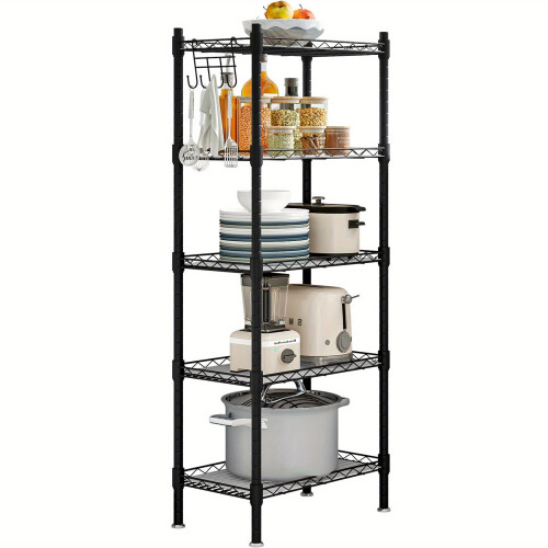 Metal Storage Rack Adjustable 5-Tier Black