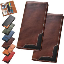Cowhide Vintage Bifold Wallet RFID Blocking 12 Card Slots