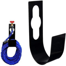 Steel Garden Hose Hanger Black Wall-Mount Metal Hook