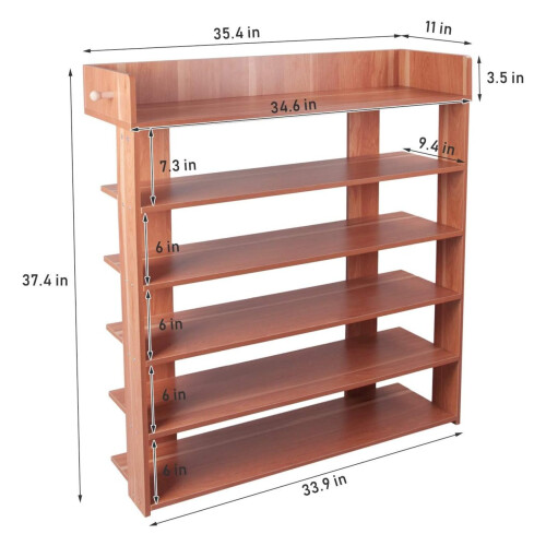 Wood Shoe Rack Organizer Maple 6 Tiers 2