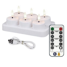 Remote Control Christmas LED Candle Light Flameless Rechargeable Tea Light Warm Yellow Candle Lamp Party