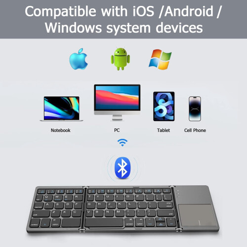KUNSI Bluetooth Keyboard with Touchpad Dark Gray 1