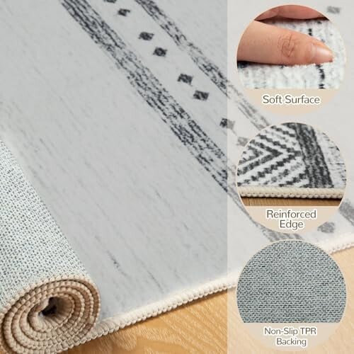 Moroccan Farmhouse Rug Neutral Geometric 2x8 ft 2