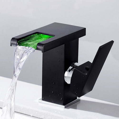 Waterfall LED Faucet Chrome Bathroom Kitchen Sink 1