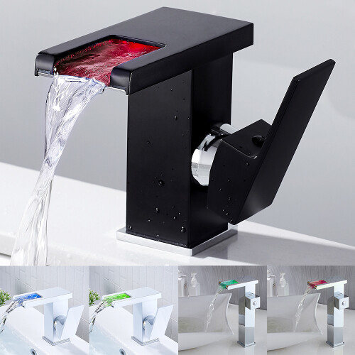 Waterfall LED Faucet Chrome Bathroom Kitchen Sink 2
