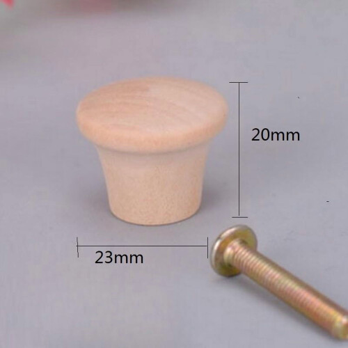 Wooden Drawer Knobs Round Mushroom Style 8 pcs 1