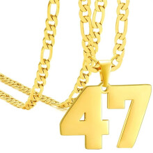 Stainless Steel Sports Necklace Gold Number 47