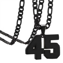 Stainless Steel Athlete Number Necklace Black 45