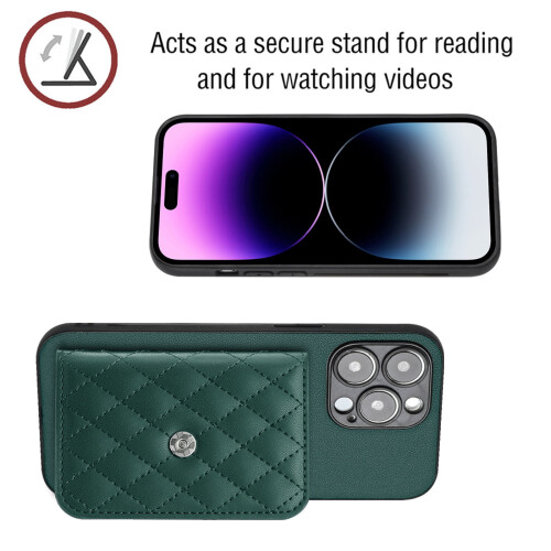 iPhone 16 Wallet Purse Green PU Leather with RFID Blocking 2