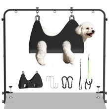 Dog Grooming Table Arm with Hammock,42" H Adjustable Pet Table Arm with Loop Noose and No Sit Haunch Holder,Arm for Grooming Tables
