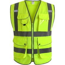 PUMIER high-visibility safety vest yellow large 9 pockets