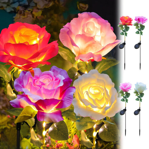 Solar Garden Lights LED Rose Design 6 Pack