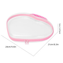 Heart-Shaped Clear Zipper Pouch with Pink Zippers