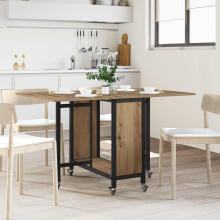 vidaXL Folding Dining Table with Castors 130 x 80 x 76.5 cm steel PB