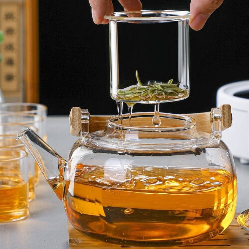 Teapot Borosilicate 1000ML with Bamboo Handle 2