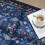 Round Rug Blue Floral Non-Slip Low-Pile 4 ft 2