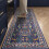 Round Rug Blue Floral Non-Slip Low-Pile 4 ft 6