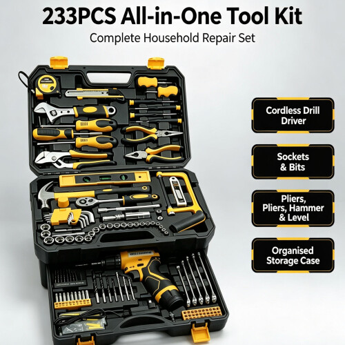 Gr8 Home 233pcs Tool Kit Cordless Drill Socket Storage Case 2
