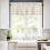 Linen Striped Beige Kitchen Curtains and Valances Set 3