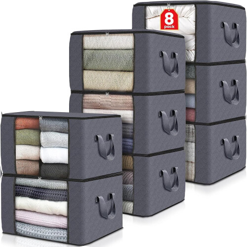 Storage Bags Foldable Thick Fabric with Handles 8-Pack
