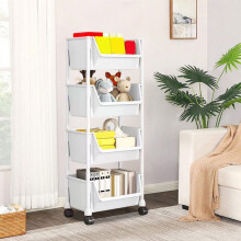 Mobile Desk Storage Rack White 4-Tier