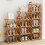Bamboo Vertical Folding Shoe Rack Narrow 4