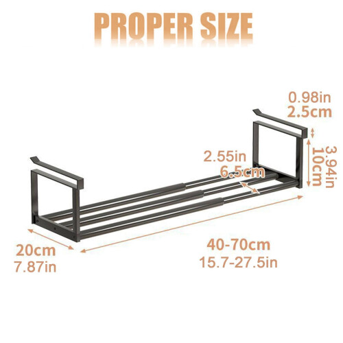 Slim Telescopic Cabinet Rack Black 41-75 cm 2