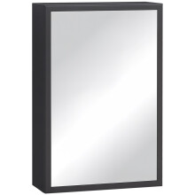 Armoire à miroir en acier avec 3 étagères, charnières à fermeture douce, noire