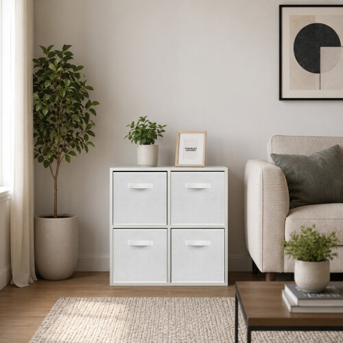 Charles Jacobs (White Drawers) Charles Jacobs White 4 Cube Open Book Shelf Storage Unit 2