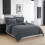 Imperial Rooms (Double, Grey) Luxury Stripe Duvet Cover Bedding Set Fitted Sheet 1