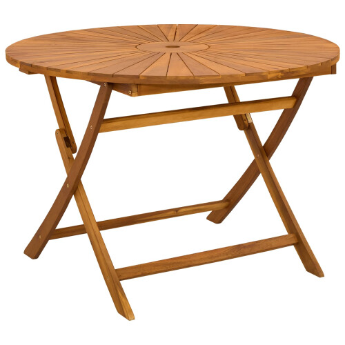 VidaXL vidaXL Folding Garden Table Natural Ø110 x 75 cm Solid Acacia Wood 2