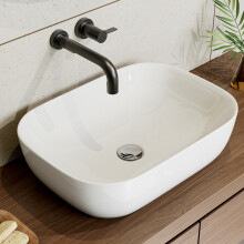 Oval Ceramic Wall Hung &amp; Countertop Basin 46x33cm Modern Cloakroom Sink