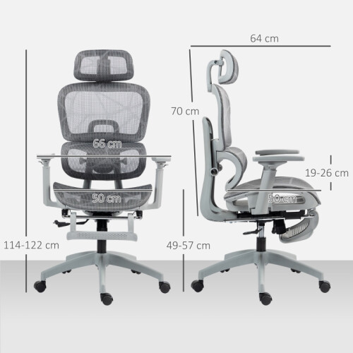 Multi-Adjustable Mesh Office Chair - Grey 1