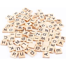 Wooden letter game - Scrabble - 100 pieces - Black letters - For children aged 6 and up
