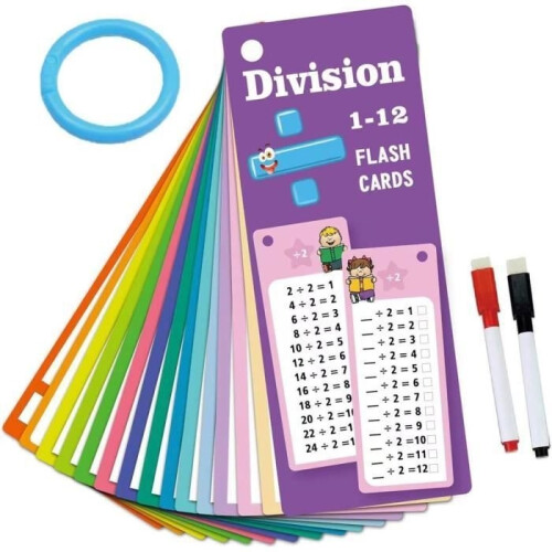 2pcs, Math flashcards, multiplication cards, division cards, math practice cards