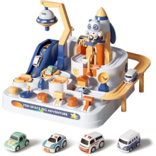 Auto-Rennbahn-Spielzeug – AMOUNE – Auto-Abenteuer – 4 Fahrzeuge – 6 Knöpfe – Unisex