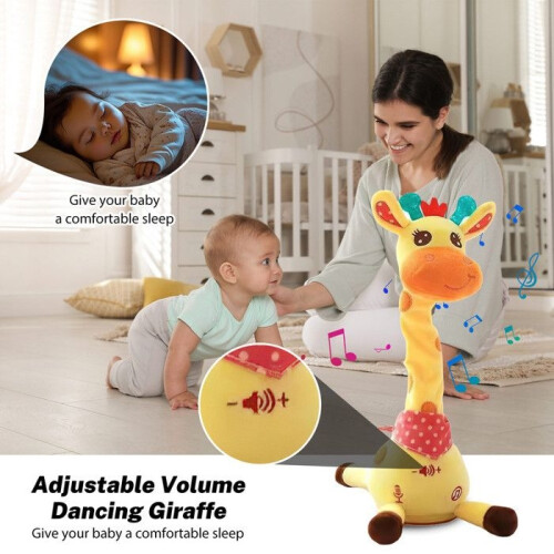Interactive Talking and Dancing Plush Giraffe Toy with Music, Repeats Phrases, Volume Control, USB Rechargeable, Gift 2