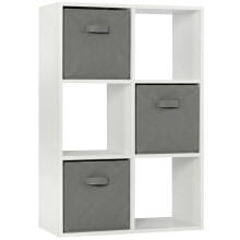 (White + 3 Grey Drawers) Charles Jacobs White 6 Cube Open Book Shelf Storage Unit