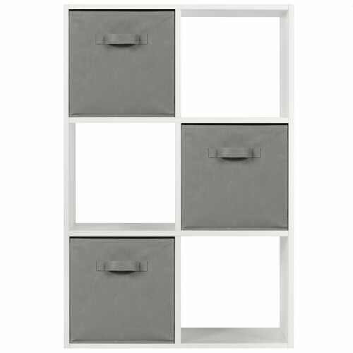 Charles Jacobs (White + 3 Grey Drawers) Charles Jacobs White 6 Cube Open Book Shelf Storage Unit 2
