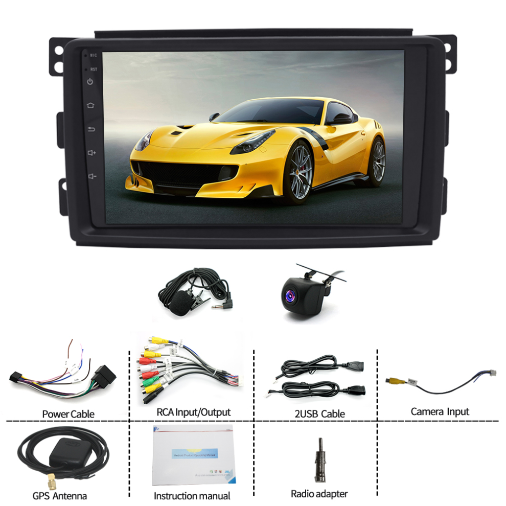 9In Car Stereo Radio Gps 2+32G For Smart Fortwo 2005-2010 With Carplay Android Auto Swc + Ahd Backup Camera 7590308690100