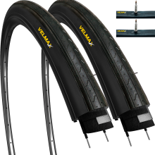 VELMAX 2x 700 x 23c Foldable Tyres 23-622 and Presta Inner Tubes (SET PAIRS)