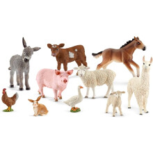 Schleich Farm World - 10PC Farm Animal Toy Bundle - Kids Ages 3+ | 77585