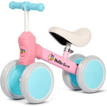(Pink and blue) Laufrad-Spielzeug für Babys im Alter von 12 bis 36 Monaten, 4-rädriges Laufrad für Jungen und Mädchen