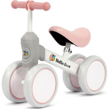 (White and pink) Laufrad-Spielzeug für Babys im Alter von 12 bis 36 Monaten, 4-rädriges Laufrad für Jungen und Mädchen