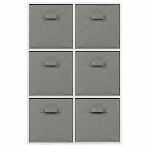 Charles Jacobs (White + 6 Grey Drawers) Charles Jacobs White 6 Cube Open Book Shelf Storage Unit 2