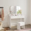 ELEGANT (Dressing Table with Stool) Elegant White Dressing Table with Tri-Fold Adjustable Mirror, Makeup Vanity Desk with Storage Compartments & Drawers 1