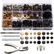 Kit de boutons-pression, 120 boutons-pression métalliques avec pince à poinçonner et 4 outils de fixation