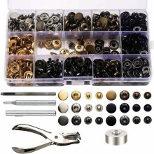 Kit de boutons-pression, 120 boutons-pression métalliques avec pince à poinçonner et 4 outils de fixation