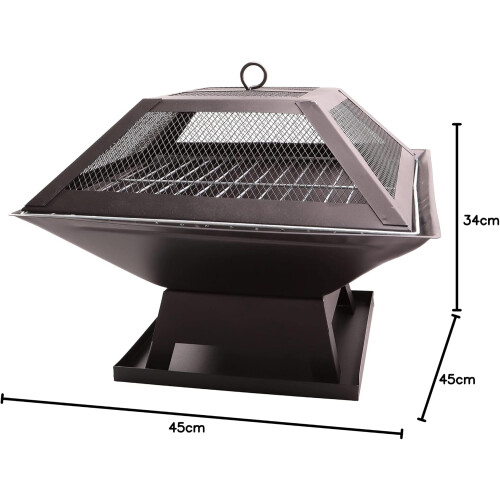 Square Outdoor Fire Pits for Garden with BBQ 1